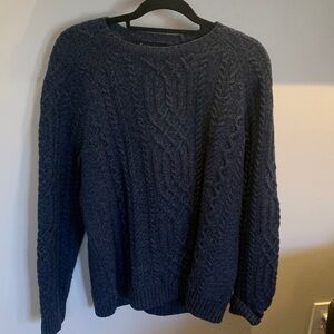Brooks Brothers Deep Blue Cable Knit Crewneck Sweater